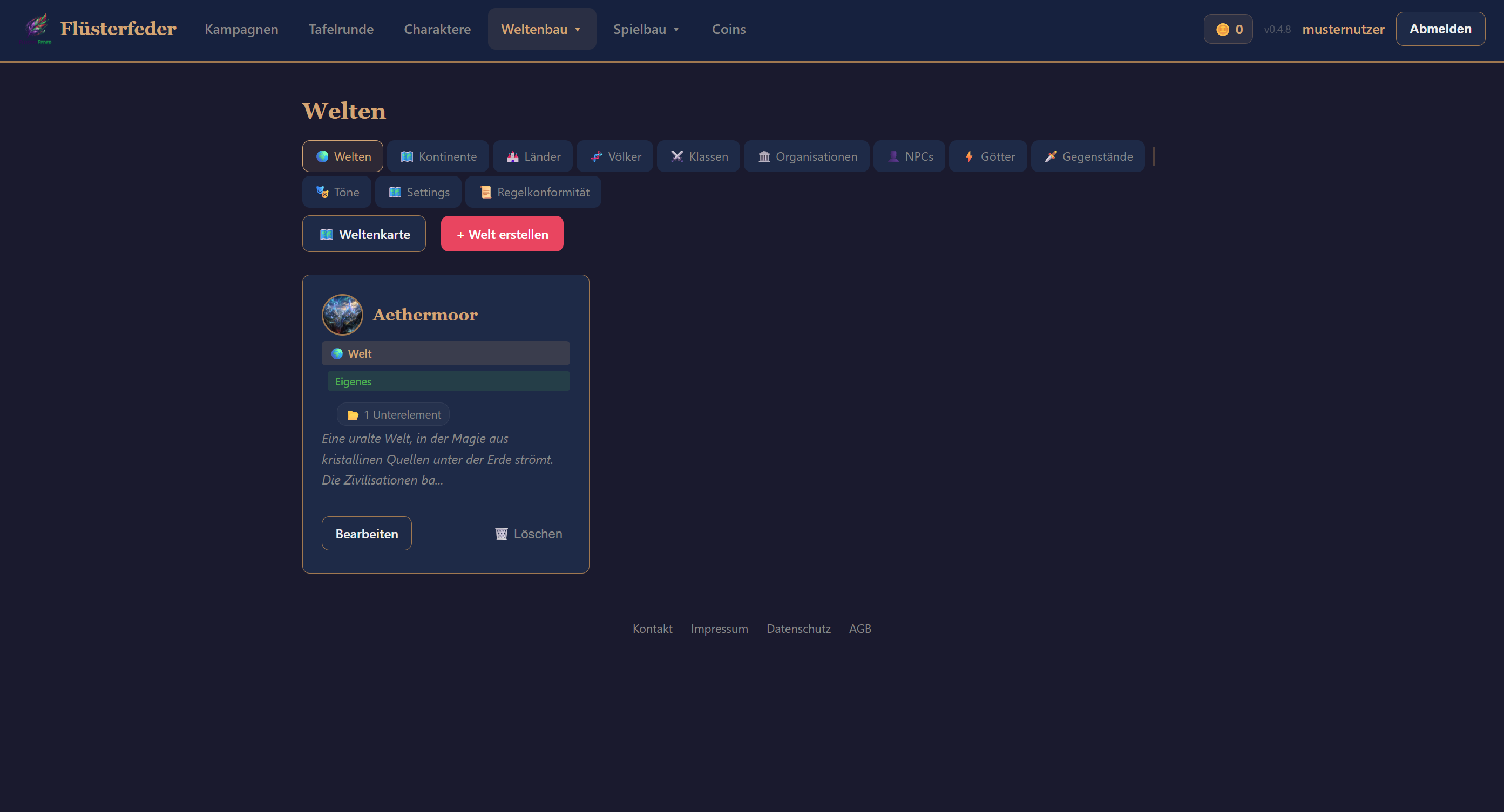 Weltenbau-Editor mit visuellen Verbindungen
